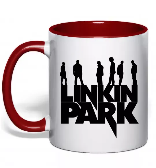 Чашка с цветной ручкой Linkin Park силуети Красный фото