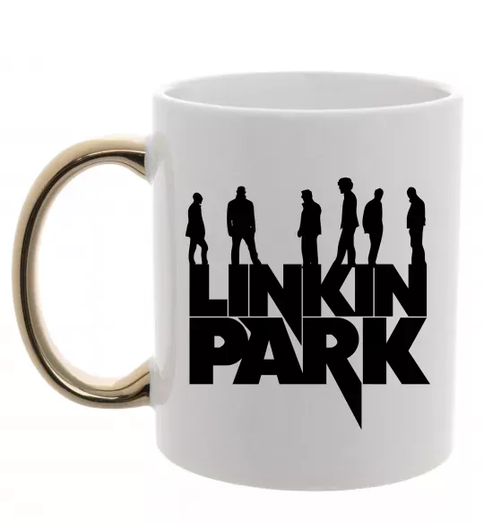 Чашка с цветной ручкой Linkin Park силуети Золото фото