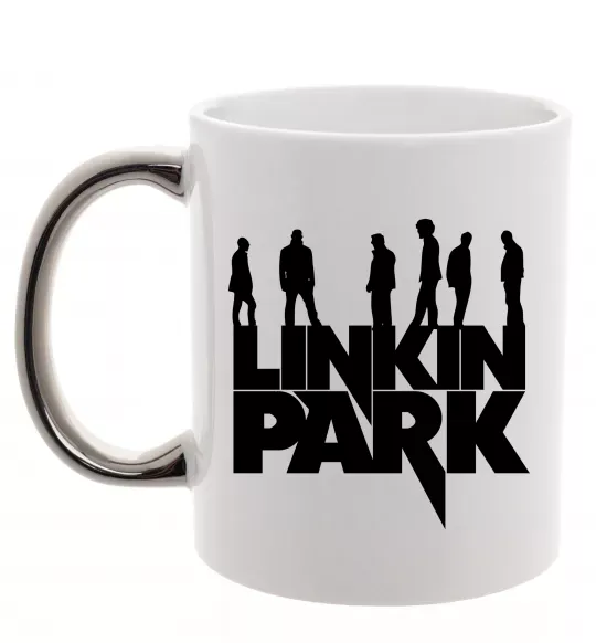 Чашка с цветной ручкой Linkin Park силуети Серебро фото