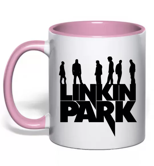 Чашка с цветной ручкой Linkin Park силуети Нежно розовый фото