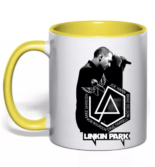 Чашка з кольоровою ручкою Linkin Park Chester Сонячно жовтий фото