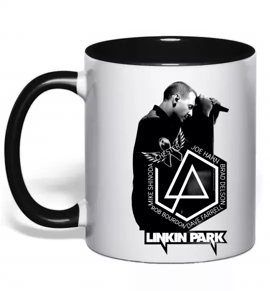 Чашка з кольоровою ручкою Linkin Park Chester Чорний фото