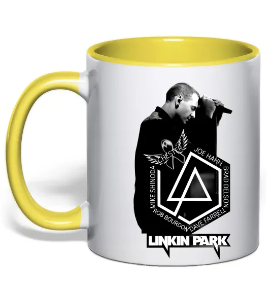 Чашка с цветной ручкой Linkin Park Chester Лимонный фото