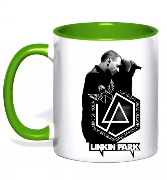 Чашка з кольоровою ручкою Linkin Park Chester Зелений фото
