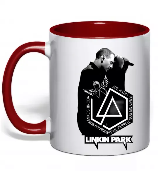Чашка з кольоровою ручкою Linkin Park Chester Червоний фото