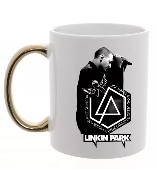 Чашка з кольоровою ручкою Linkin Park Chester Золото фото