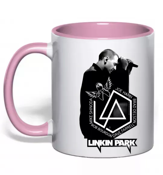 Чашка з кольоровою ручкою Linkin Park Chester Ніжно рожевий фото