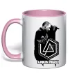 Чашка з кольоровою ручкою Linkin Park Chester Ніжно рожевий фото