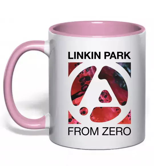 Чашка с цветной ручкой From zero Linkin Park Нежно розовый фото