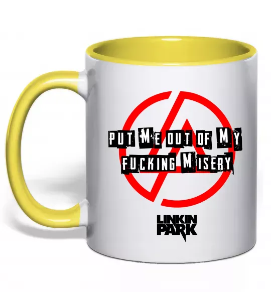 Чашка з кольоровою ручкою Misery Linkin Park Сонячно жовтий фото