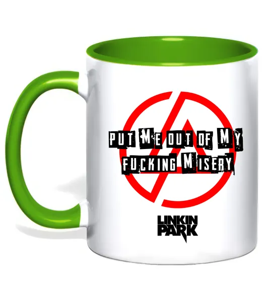 Чашка с цветной ручкой Misery Linkin Park Лаймовый фото