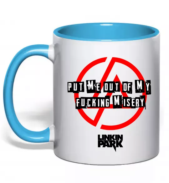 Чашка з кольоровою ручкою Misery Linkin Park Блакитний фото