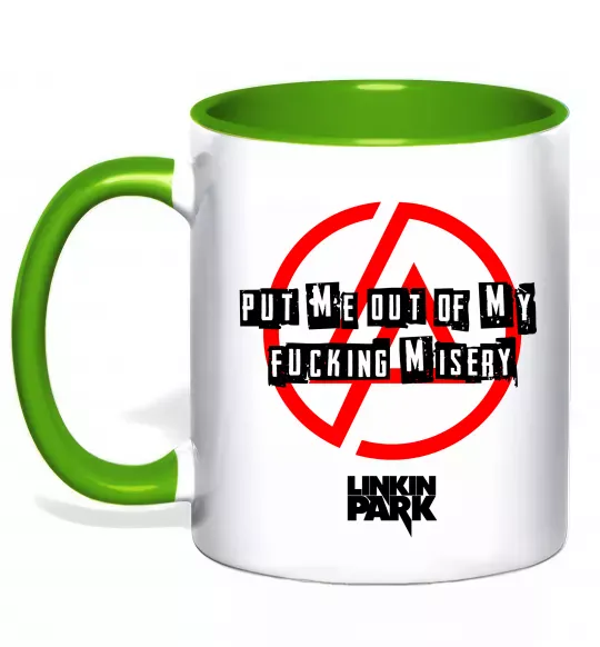 Чашка з кольоровою ручкою Misery Linkin Park Зелений фото