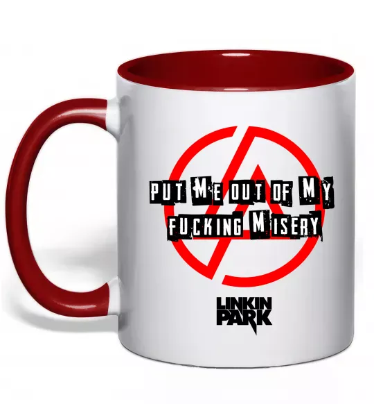Чашка з кольоровою ручкою Misery Linkin Park Червоний фото
