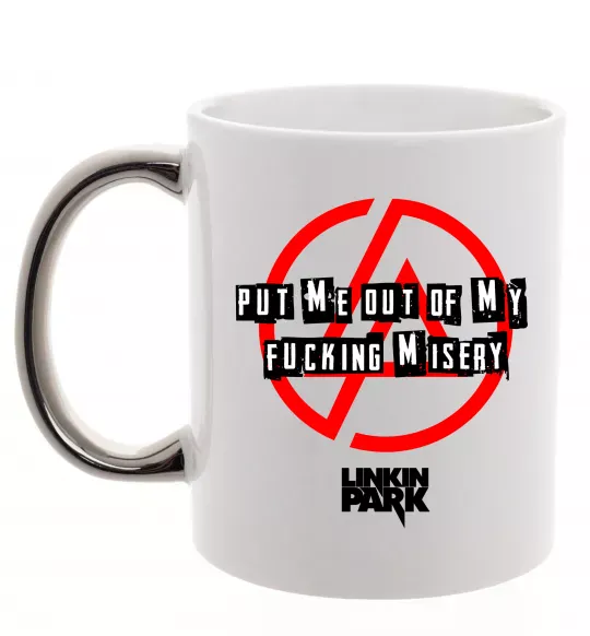 Чашка з кольоровою ручкою Misery Linkin Park Срібло фото