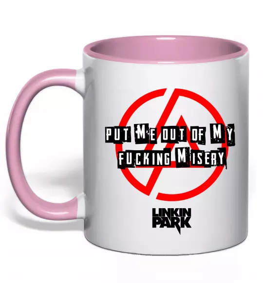 Чашка з кольоровою ручкою Misery Linkin Park Ніжно рожевий фото