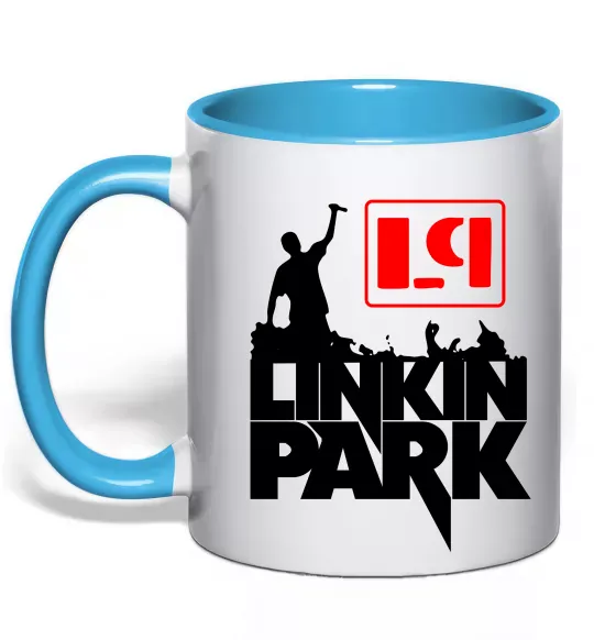 Чашка з кольоровою ручкою LP Linkin Park Блакитний фото