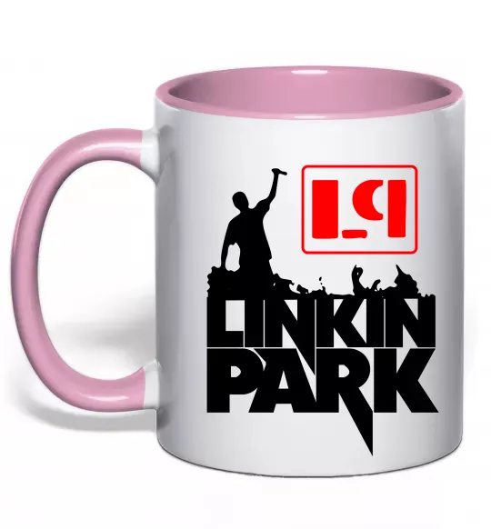 Чашка з кольоровою ручкою LP Linkin Park Ніжно рожевий фото