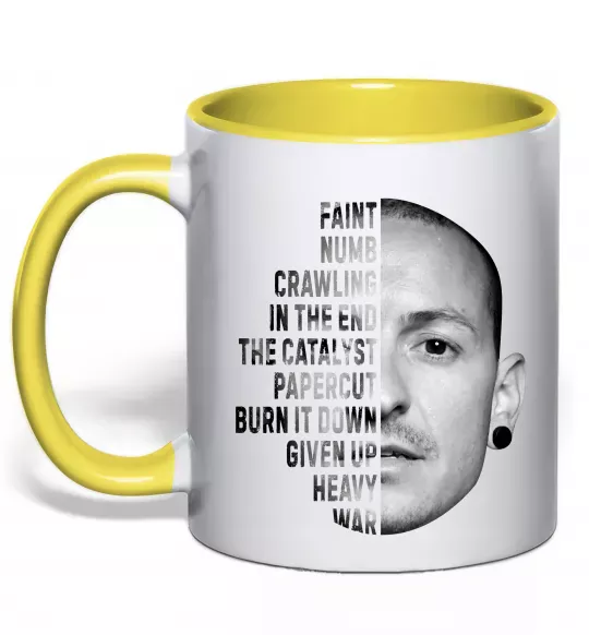 Чашка з кольоровою ручкою Chester Bennington Сонячно жовтий фото