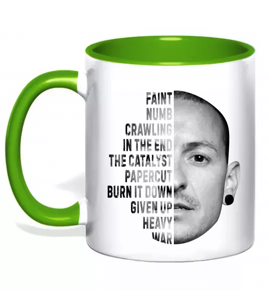 Чашка з кольоровою ручкою Chester Bennington Зелений фото