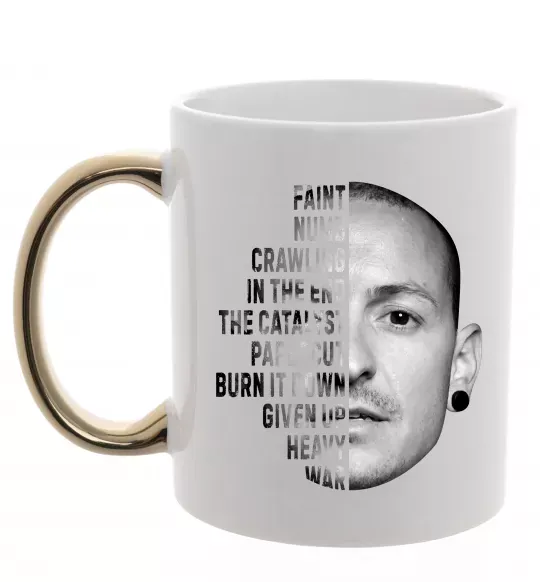 Чашка з кольоровою ручкою Chester Bennington Золото фото