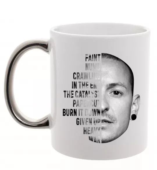 Чашка з кольоровою ручкою Chester Bennington Срібло фото