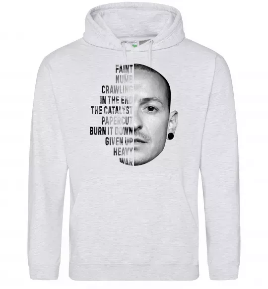 Чоловіча толстовка (худі) Chester Bennington Сірий меланж фото