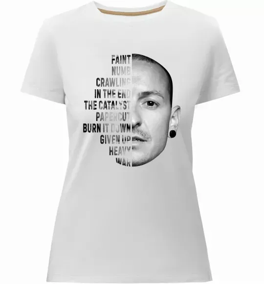 Женская премиум футболка Chester Bennington Белый фото