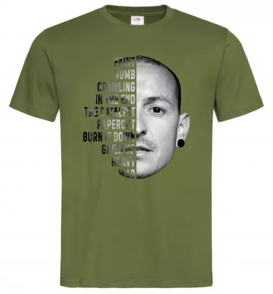 Мужская футболка Chester Bennington Оливковый фото