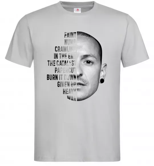 Мужская футболка Chester Bennington Серый фото