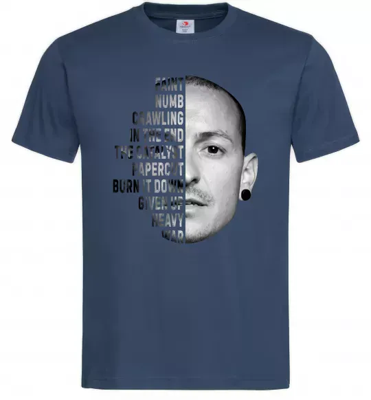 Мужская футболка Chester Bennington Темно-синий фото