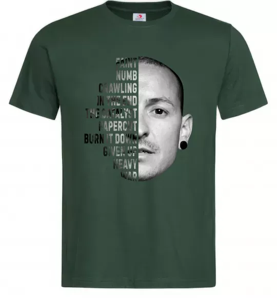 Мужская футболка Chester Bennington Темно-зеленый фото