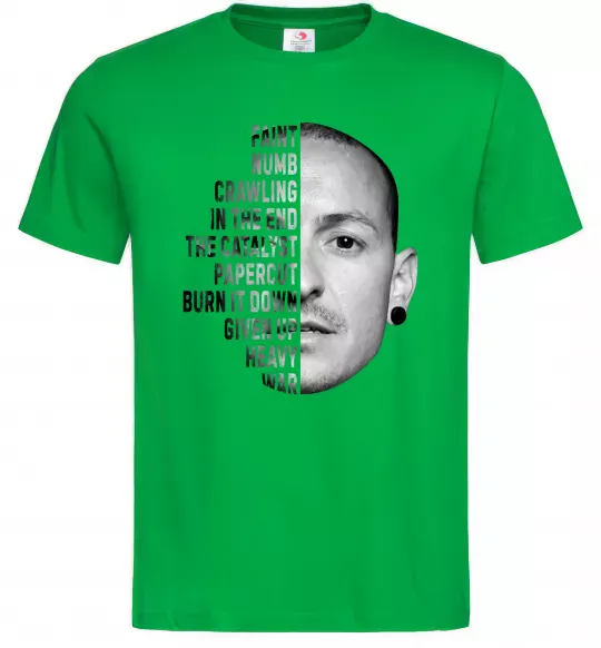 Мужская футболка Chester Bennington Зеленый фото