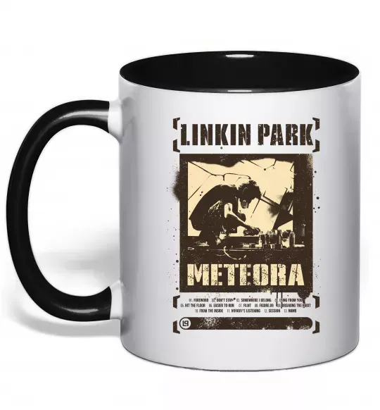 Чашка з кольоровою ручкою Linkin Park Meteora Чорний фото
