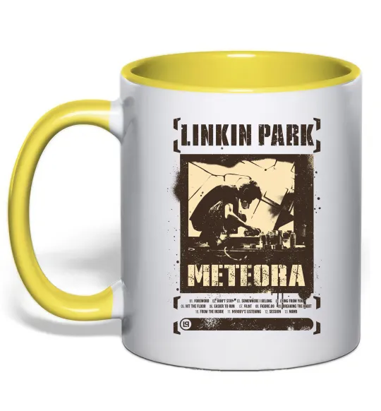 Чашка з кольоровою ручкою Linkin Park Meteora Лимонний фото