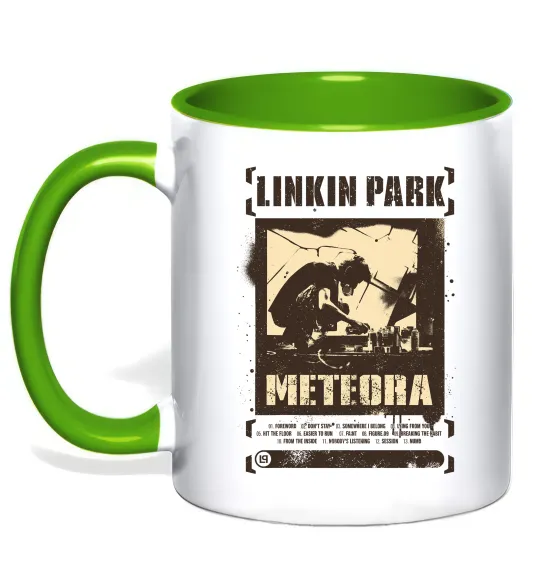 Чашка з кольоровою ручкою Linkin Park Meteora Лаймовий фото