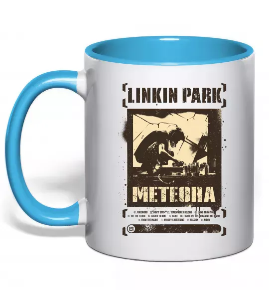 Чашка з кольоровою ручкою Linkin Park Meteora Блакитний фото