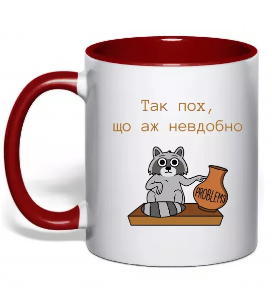 Чашка з кольоровою ручкою Так пох шо аж невдобно Червоний фото