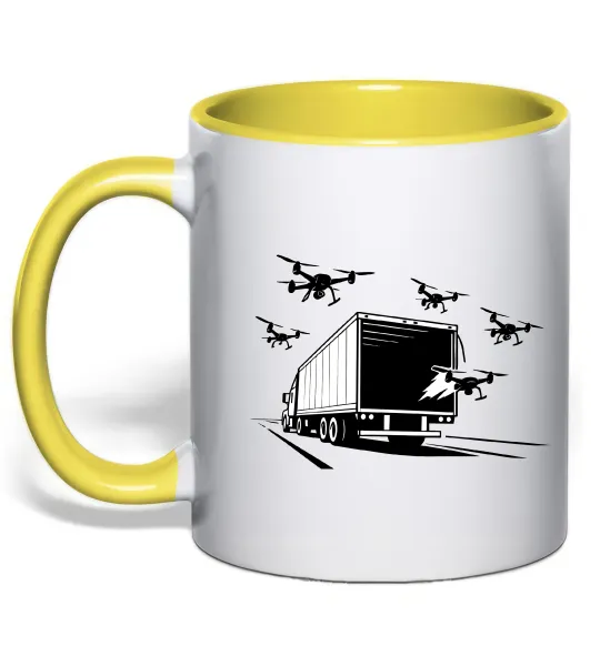 Чашка с цветной ручкой Операція Павутина Лимонный фото