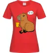 Жіноча футболка Капібара Шо ти? Червоний Жіноча футболка Капібара Шо ти? Червоний фото