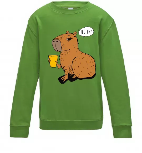 Детский Свитшот Капібара Шо ти? Лаймовый фото