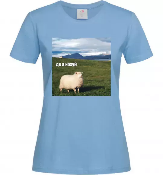 Жіноча футболка Де я на Блакитний фото