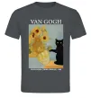 Мужская футболка Van Gogh Sunflowers and cat Графит фото