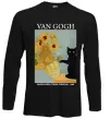 Лонгслів Van Gogh Sunflowers and cat Чорний фото