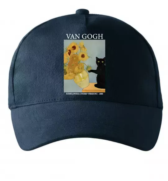 Кепка Van Gogh Sunflowers and cat Темно-синий фото