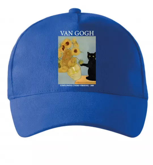 Кепка Van Gogh Sunflowers and cat Ярко-синий фото