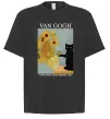 Футболка Оверсайз Van Gogh Sunflowers and cat Чорний фото