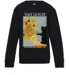 Детский Свитшот Van Gogh Sunflowers and cat Черный Детский Свитшот Van Gogh Sunflowers and cat Черный фото