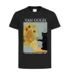 Дитяча футболка Van Gogh Sunflowers and cat Чорний фото