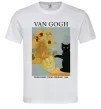 Мужская футболка Van Gogh Sunflowers and cat Белый фото